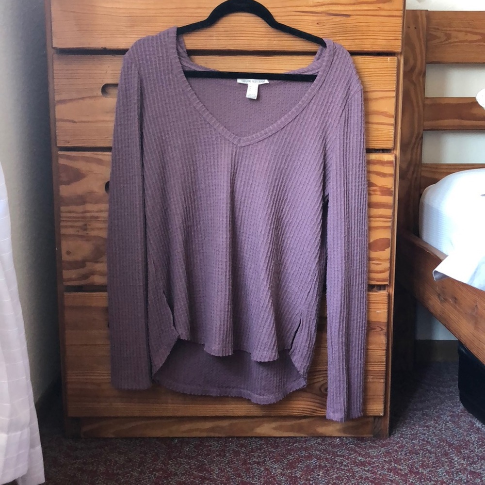 Purple Hooded Knit Top